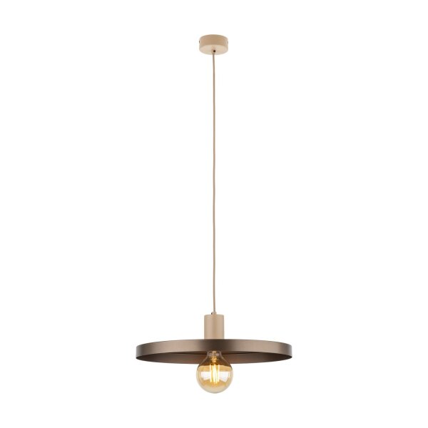 Hängelampe E27 Ø40 cm rund Sandgrau Braun Vintage
