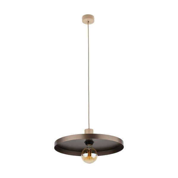 Hängelampe E27 Ø40 cm rund Sandgrau Braun Vintage