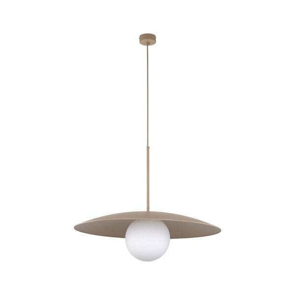 Hängelampe Glasschirm Metall rund Ø65 cm E27 Sandgrau