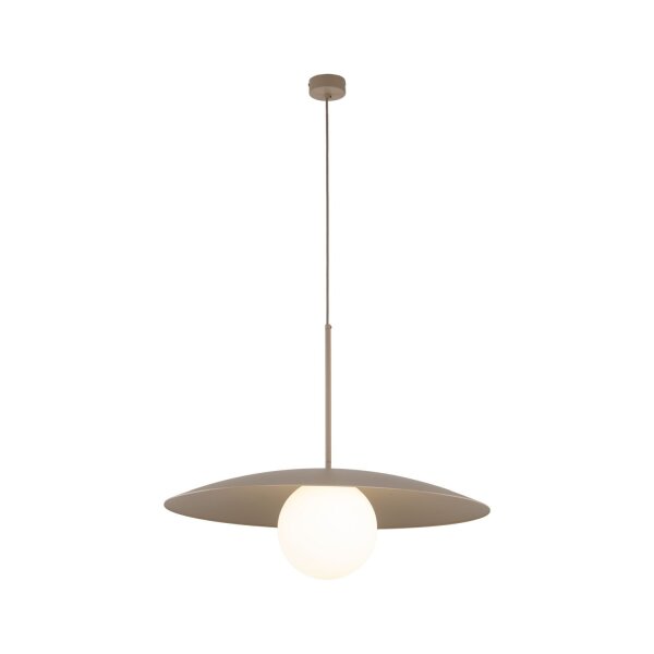 Hängelampe Glasschirm Metall rund Ø65 cm E27 Sandgrau