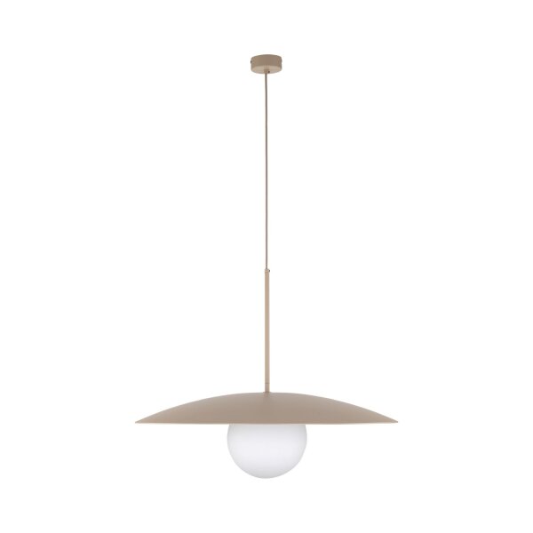 Hängelampe Glasschirm Metall rund Ø65 cm E27 Sandgrau