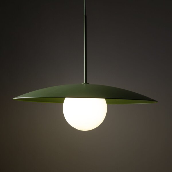 Grüne Hängelampe Glaskugel blendarm E27 Ø65 cm wohnlich
