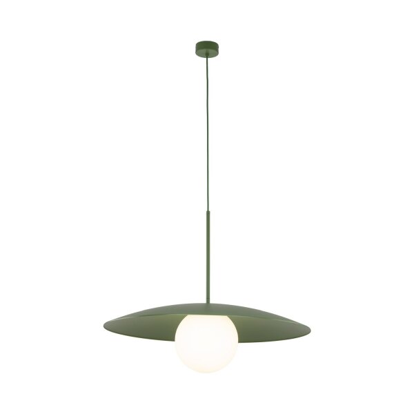 Grüne Hängelampe Glaskugel blendarm E27 Ø65 cm wohnlich
