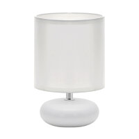 Tischlampe Weiß 20 cm klein Keramik Stoff E14