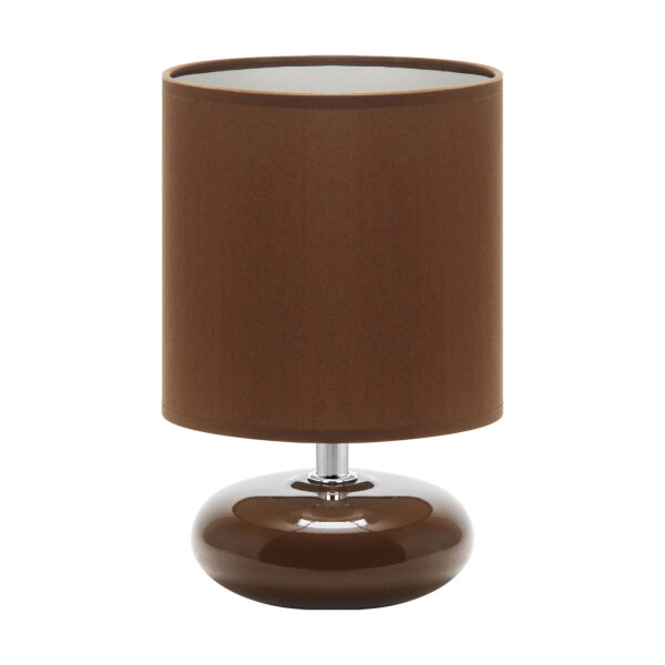 Kleine Tischlampe Keramik Stoff E14 20 cm Braun