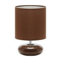 Kleine Tischlampe Keramik Stoff E14 20 cm Braun