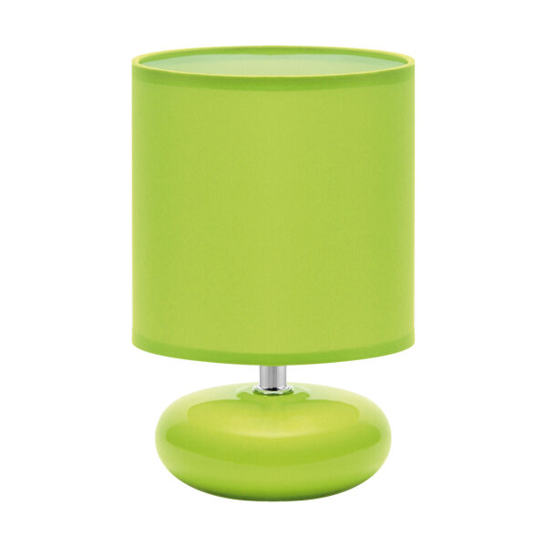 Tischlampe Retro 20 cm hoch Grün E14 Stoff Keramik