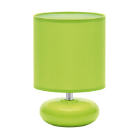 Tischlampe Retro 20 cm hoch Grün E14 Stoff Keramik