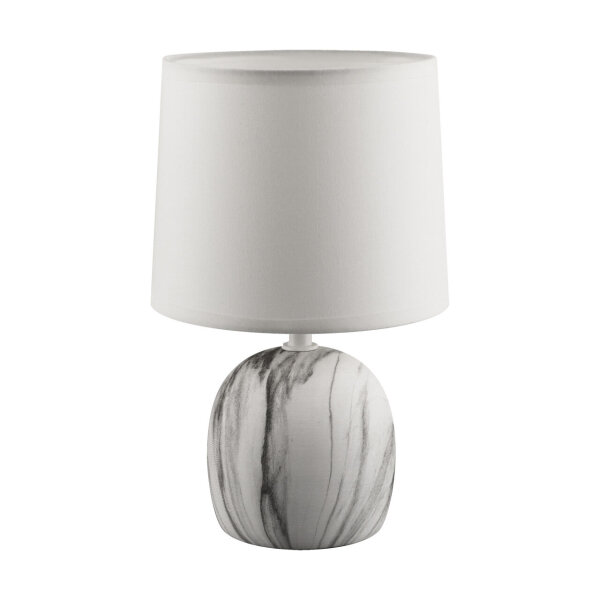 Tischlampe Stoff Keramik 25,5 cm hoch Grau Weiß E14