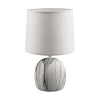 Tischlampe Stoff Keramik 25,5 cm hoch Grau Wei&szlig; E14