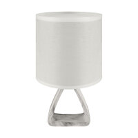Tischlampe Stoff Keramik 27 cm hoch Grau Weiß E14