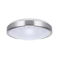 Deckenlampe LED IP44 rund D: 32,5 cm Silber Wei&szlig;...