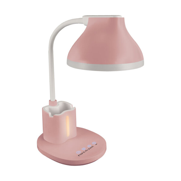 LED Schreibtischlampe mit Stiftehalter Touch Dimmer 40 cm Rosa