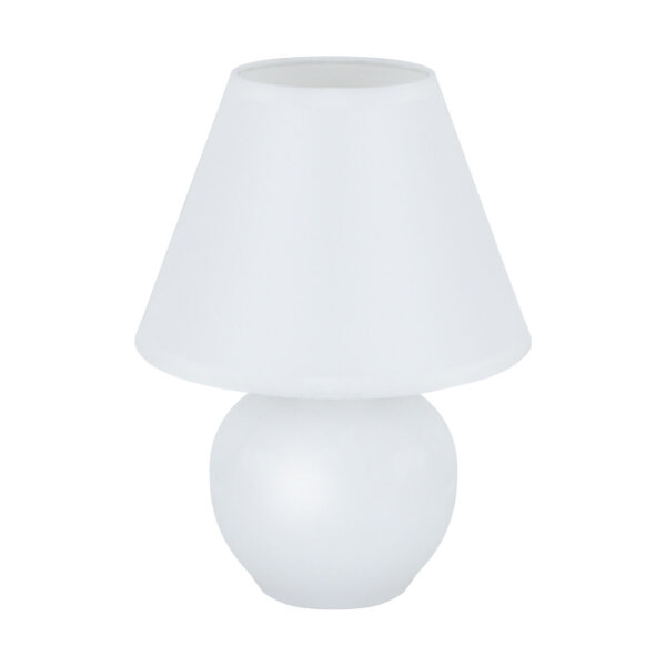 Tischlampe Keramik Stoff 24 cm hoch Weiß E14