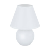 Tischlampe Keramik Stoff 24 cm hoch Weiß E14
