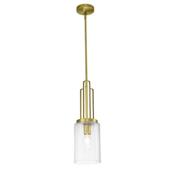 Hängelampe Glas Metall E27 17,8 cm breit Art Déco