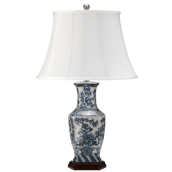 Kunstvolle Tischlampe ESTERA 75 cm Porzellan Blau Weiß