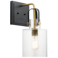 Wandlampe Metall Glas E27 H: 42,1 cm in Messing Vintage