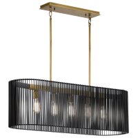 Pendelleuchte Schwarz Messing B: 101,6 cm 5x E27 Metall