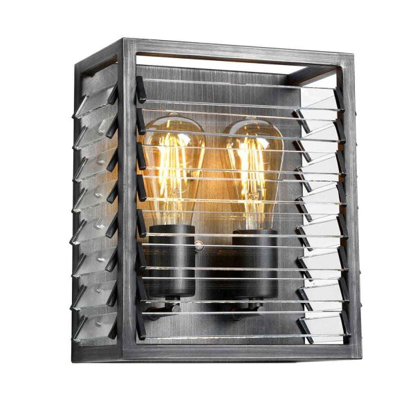 Wandlampe Metall Glas E27 28,8 cm hoch Gunmetal Grau