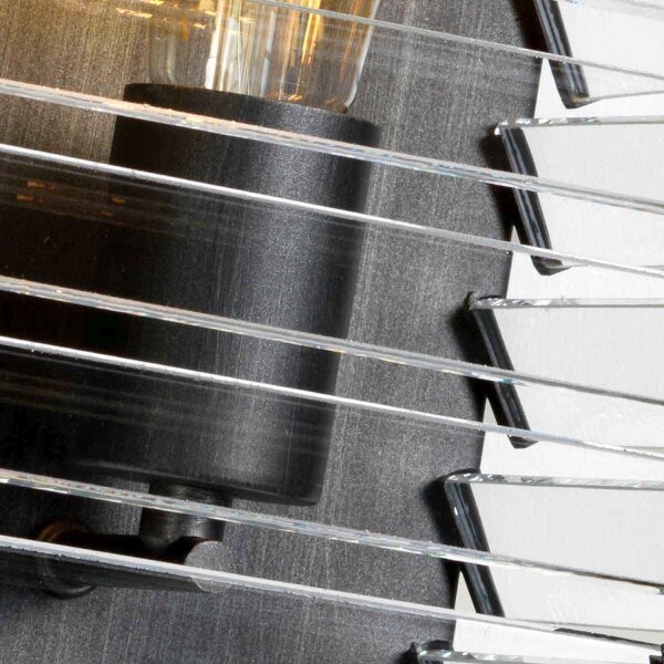 Wandlampe Metall Glas E27 28,8 cm hoch Gunmetal Grau