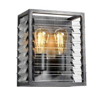 Wandlampe Metall Glas E27 28,8 cm hoch Gunmetal Grau