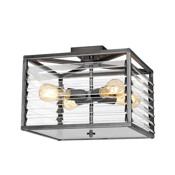 Deckenleuchte Metall Glas 39,2 cm breit Gunmetal Grau