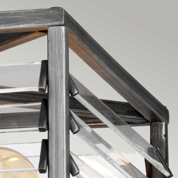 Deckenleuchte Metall Glas 39,2 cm breit Gunmetal Grau