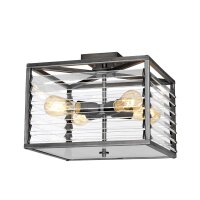 Deckenleuchte Metall Glas 39,2 cm breit Gunmetal Grau