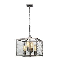 Pendelleuchte Metall Glas B: 39,4 cm Gunmetal Grau 4x E27