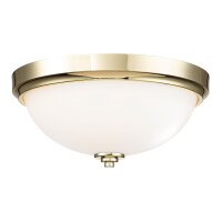 Deckenleuchte Bad rund &Oslash; 33,5 cm IP44 Messing Wei&szlig; 2x E27