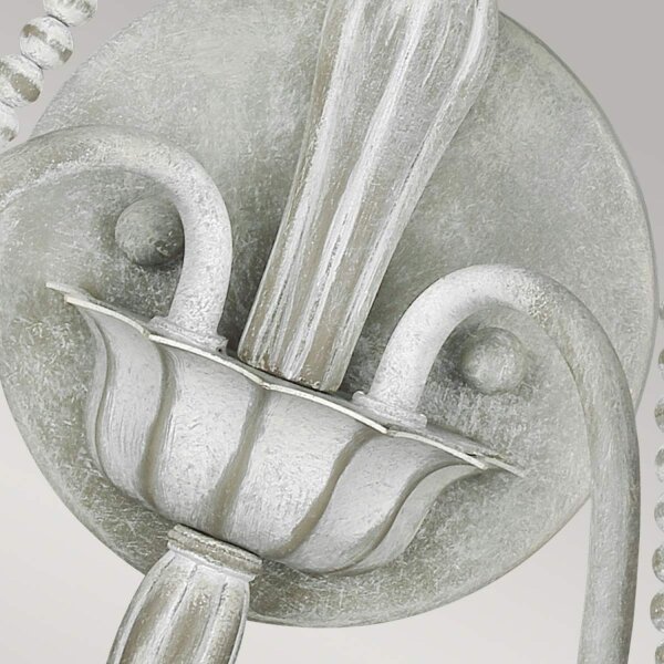 Shabby Wandleuchte Metall Holzperlen H: 53,3 cm Grau Antik