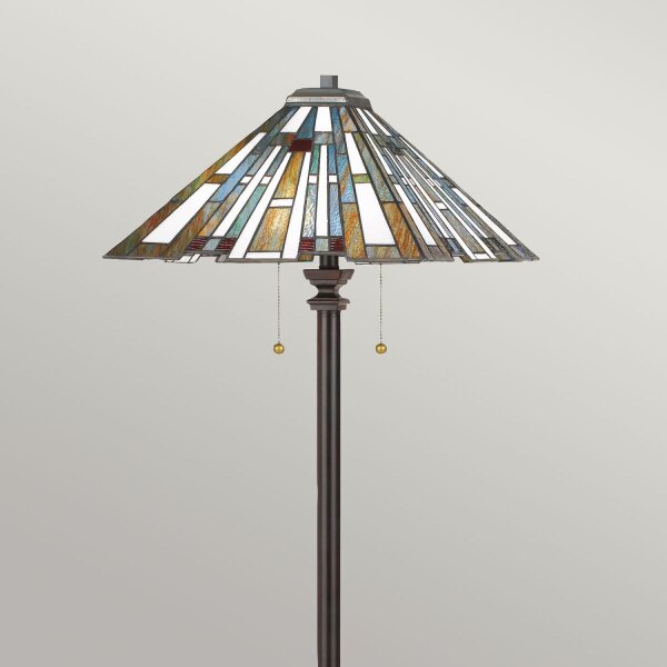 Stehlampe Tiffany Stil 157,8 cm hoch Zugschalter 2x E27