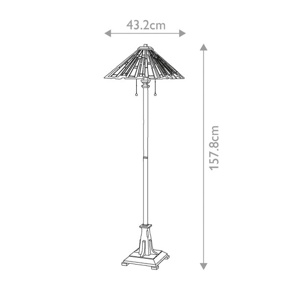 Stehlampe Tiffany Stil 157,8 cm hoch Zugschalter 2x E27