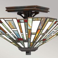 Deckenleuchte Metall Glas 36,7 cm breit Tiffany Stil 2x E27