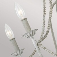 Kronleuchter Metall Holzperlen 71,1 cm breit Shabby Grau...