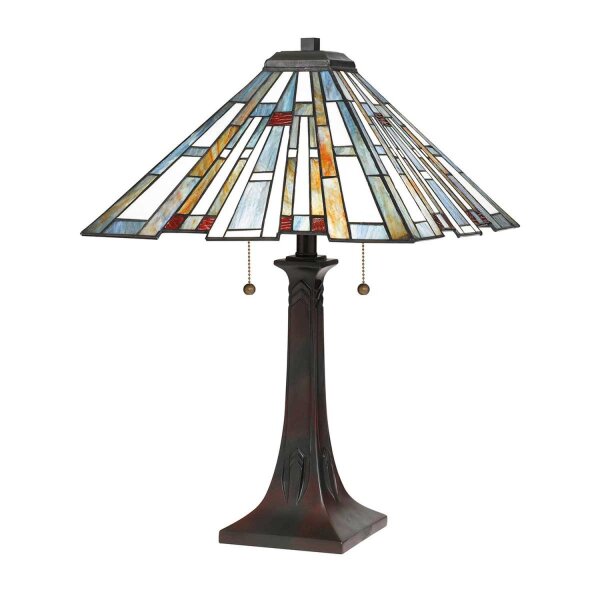 Tischleuchte Zugschalter 62,9 cm hoch Tiffany Stil 2x E27