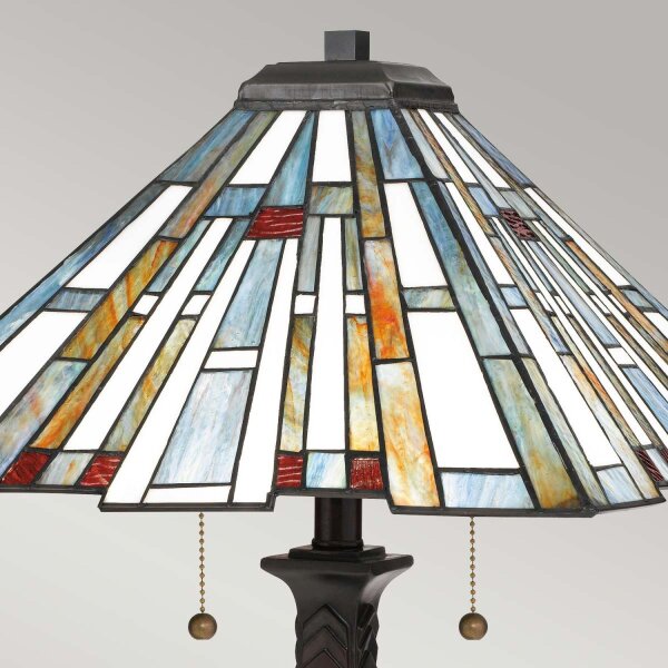 Tischleuchte Zugschalter 62,9 cm hoch Tiffany Stil 2x E27