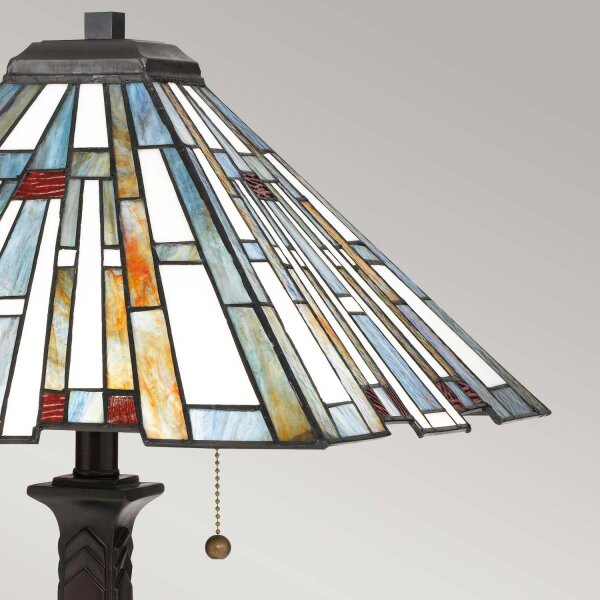 Tischleuchte Zugschalter 62,9 cm hoch Tiffany Stil 2x E27