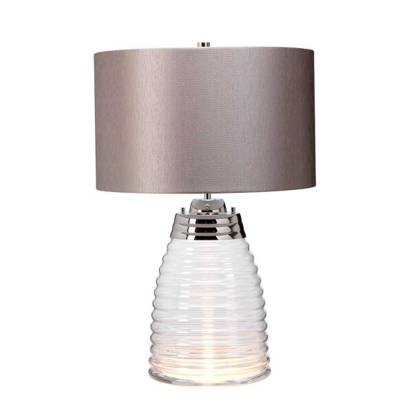 Tischlampe Stoff Glas 64,3 cm beleuchteter Fuß mit LED GU10