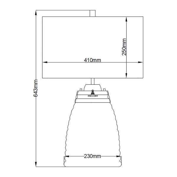 Tischlampe Stoff Glas 64,3 cm beleuchteter Fuß mit LED GU10