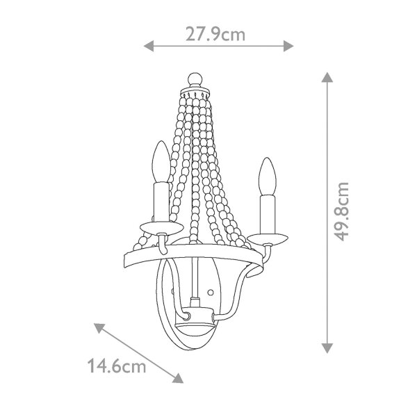 Wandlampe Rustikal 49,8 cm hoch 2-flammig Zink antik