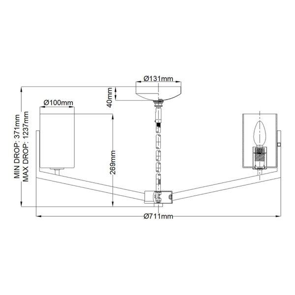 Kronleuchter mit Schirm Ø 71,1 cm höhenverstellbar Metall Glas