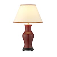 Tischleuchte Porzellan 56 cm Rot Ecru E27 Stoffschirm