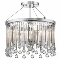 Deckenlampe Kristall Metall D: 38,1 cm Chrom 3x E14 rund