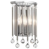 Wandleuchte Kristall H: 31,2 cm Chrom poliert elegant