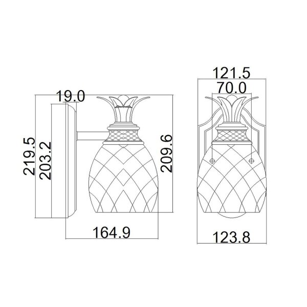 Badlampe Wandlampe Bad IP44 Glas Messing massiv mit LED G9