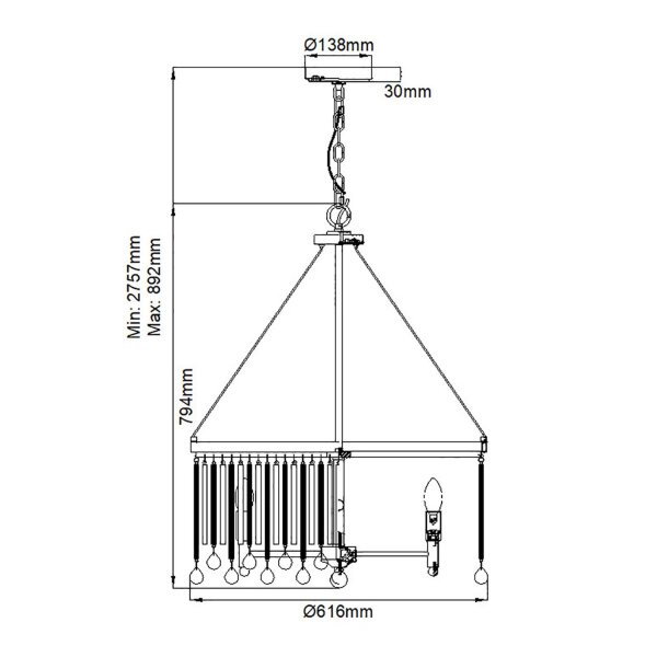 Kristall Hängelampe rund Ø 61 cm H: max. 2,7 m verstellbar