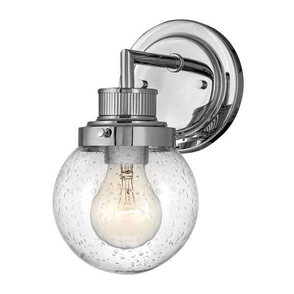 Badezimmerleuchte Wand IP44 H: 23,7 cm Glas Metall in Chrom