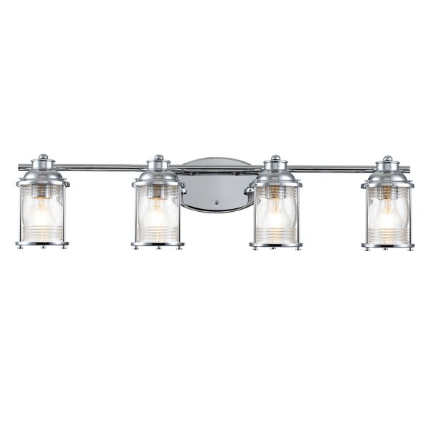 Badezimmerlampe Wand Metall Glas B: 85,8 cm IP44 E27 Chrom